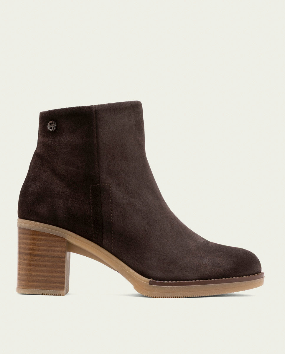 BOTTINES EN CUIR À TALONS TAMARA MOKA