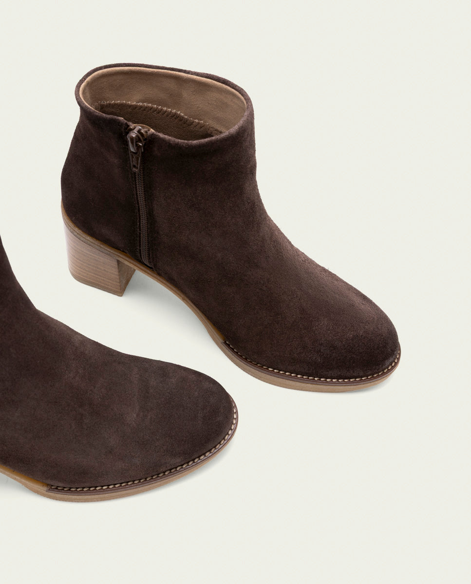 BOTTINES EN CUIR À TALONS TAMARA MOKA