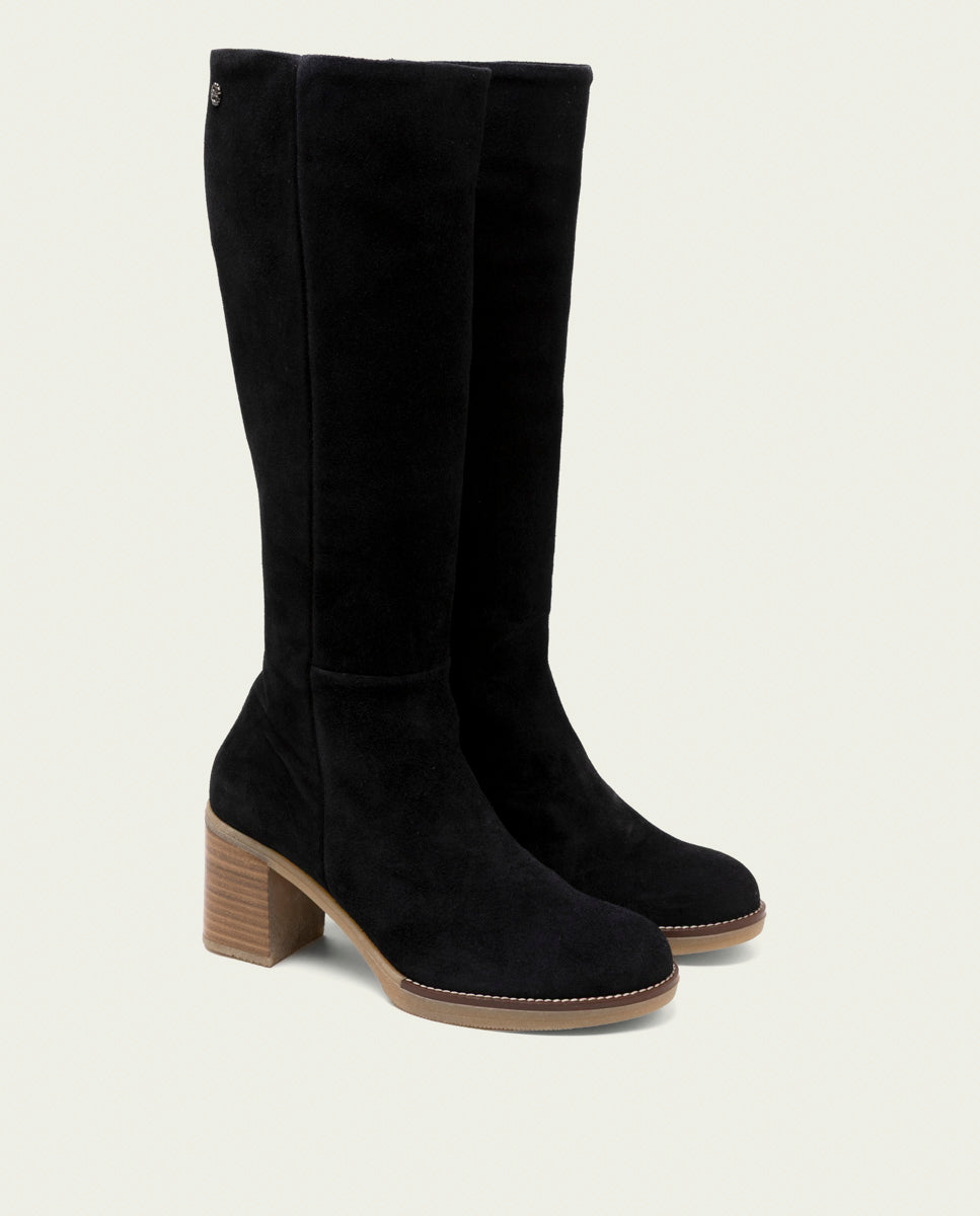 BOTTES EN CUIR À TALONS TINA NOIR