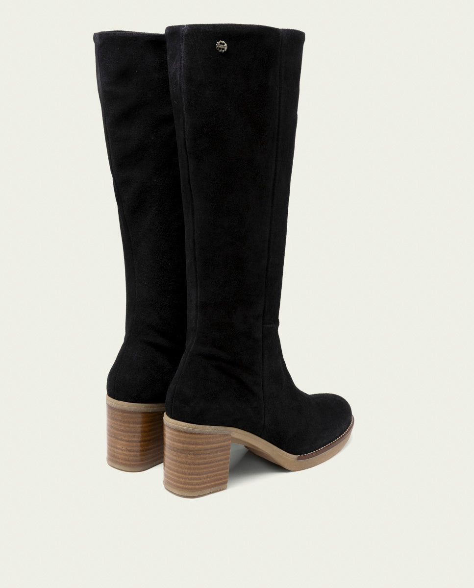 BOTTES EN CUIR À TALONS TINA NOIR