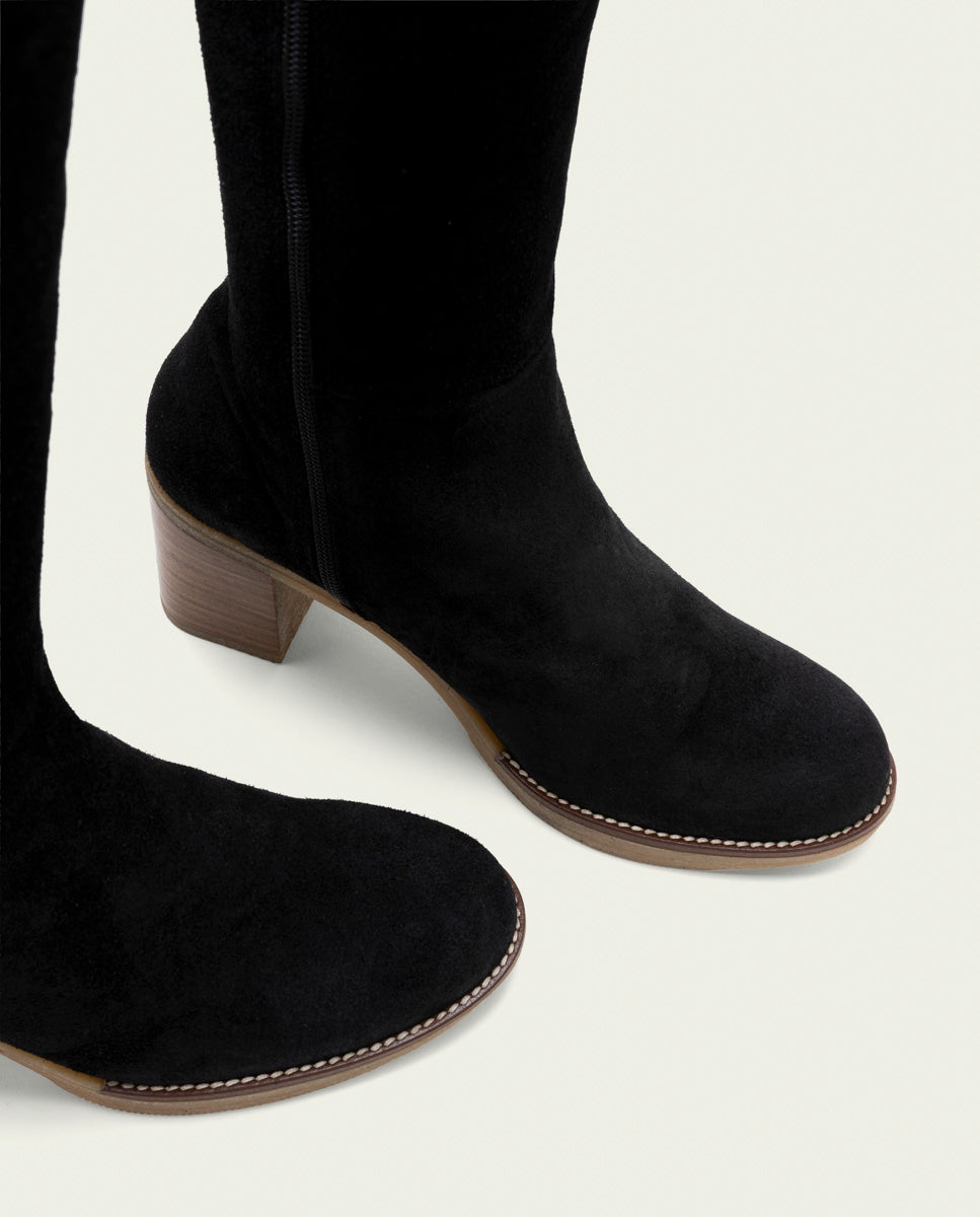 BOTTES EN CUIR À TALONS TINA NOIR