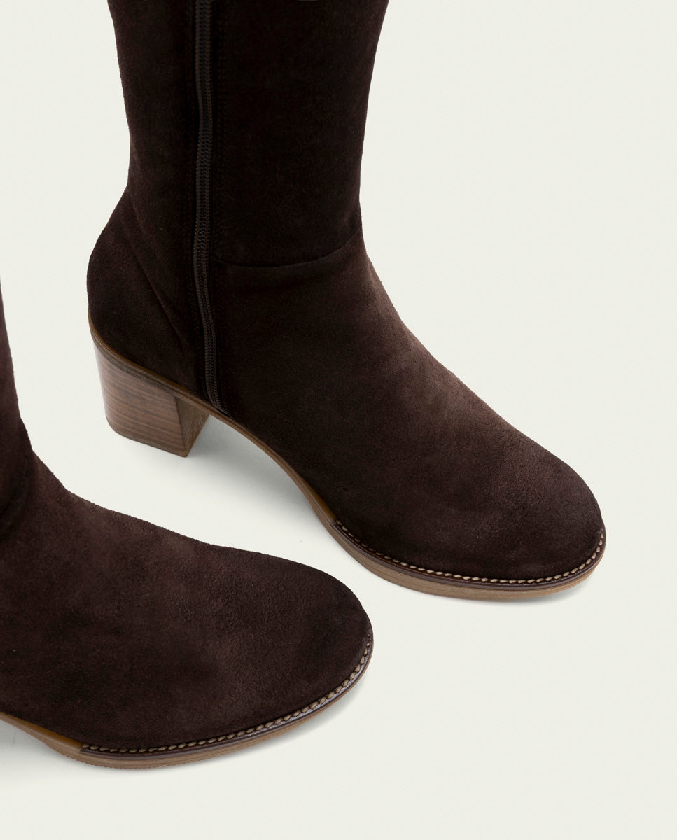 BOTTES EN CUIR À TALONS TINA MOKA