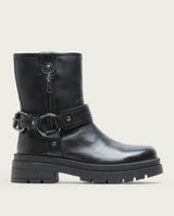 BOTTINES TRACK EN CUIR NOIR AVEC FERMETURE ÉCLAIR NASYA