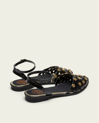 BALLERINE PLATE CLOUTÉS NOIR DORÉ RITA