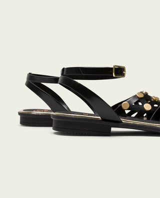 BALLERINE PLATE CLOUTÉS NOIR DORÉ RITA