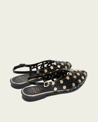 BALERINE PLATE CLOUTÉS NOIR DORE