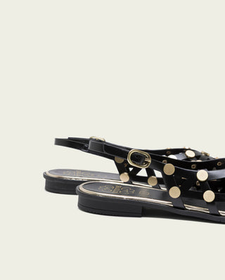 BALERINE PLATE CLOUTÉS NOIR DORE