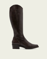 BOTTES EN CUIR À TIGE LARGE MÓNICA MOKA