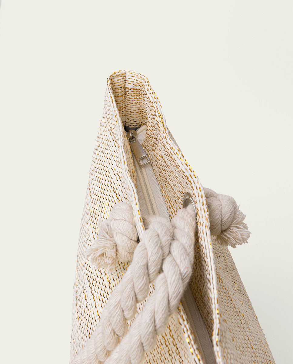 SAC EN RAPHIA MÉTALLISÉ