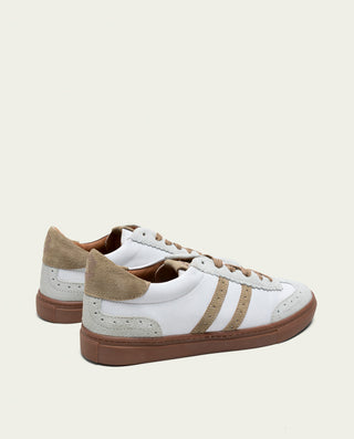 BASKETS SPORT CUIR BLANC ET BEIGE LONDRES