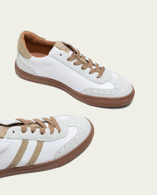 BASKETS SPORT CUIR BLANC ET BEIGE LONDRES