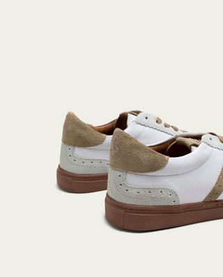 BASKETS SPORT CUIR BLANC ET BEIGE LONDRES