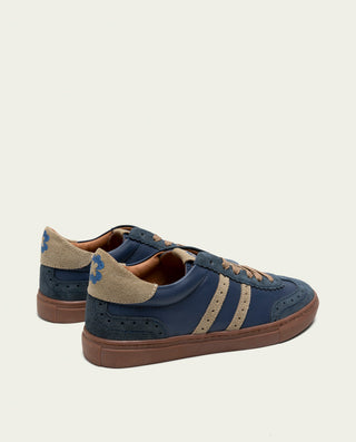 BASKETS SPORT CUIR BLEU ET BEIGE ROMA