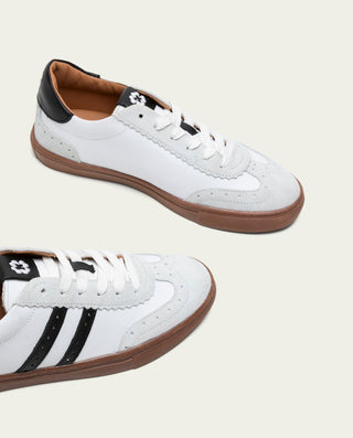 BASKETS SPORT CUIR BLANC ET NOIR OSLO