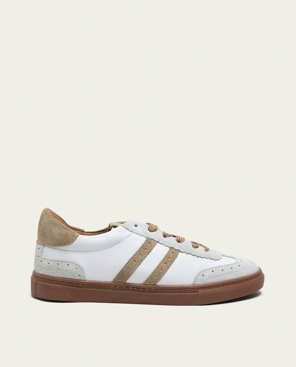 BASKETS SPORT CUIR BLANC ET BEIGE CHLOE
