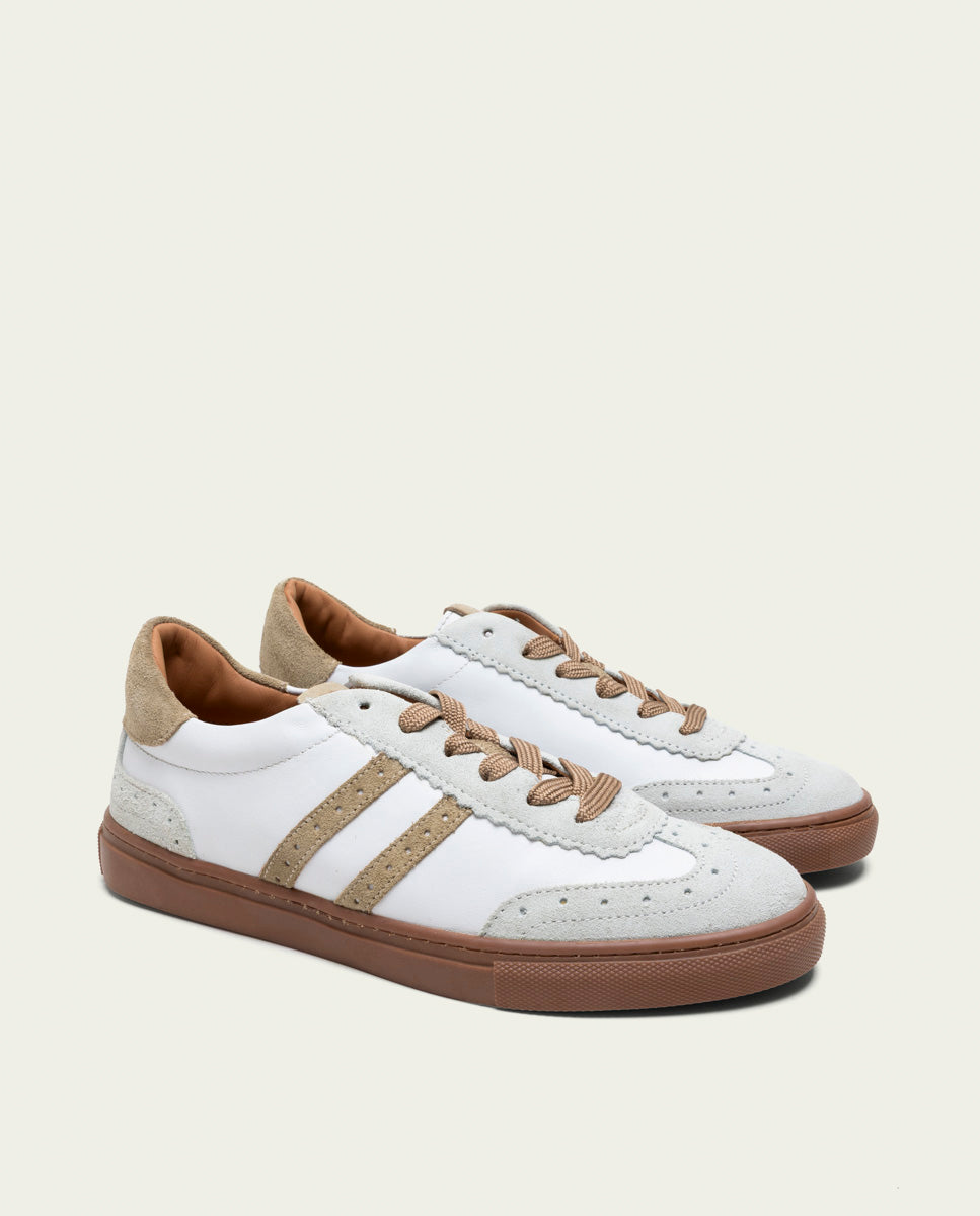 BASKETS SPORT CUIR BLANC ET BEIGE CHLOE