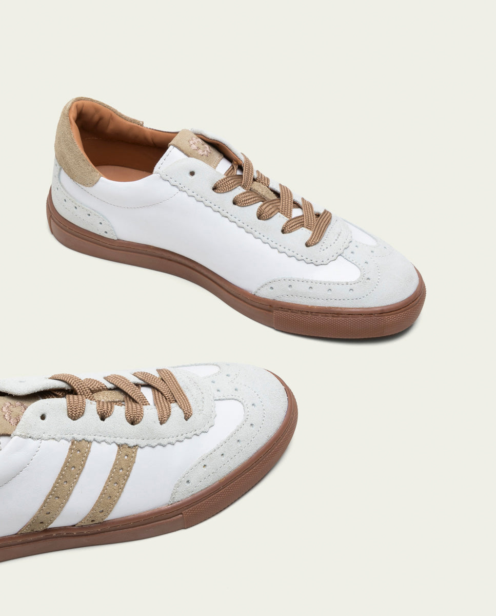 BASKETS SPORT CUIR BLANC ET BEIGE CHLOE