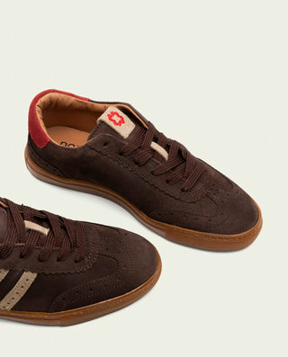 BASKETS SPORT DAIM MOKA BEIGE ROUGE PARIS