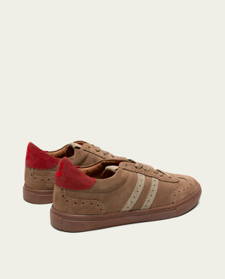 BASKETS SPORT DAIM TAUPE BEIGE ROUGE PARIS