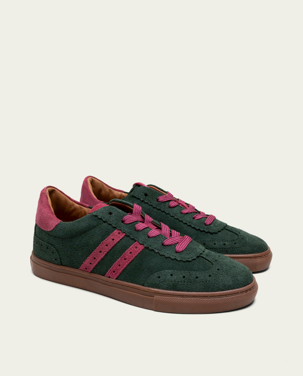 BASKETS SPORT DAIM VERT ET ROSE BERLIN
