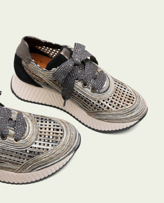 CHAUSSURES DE SPORT EN CUIR ET TISSU INÉS NOIR