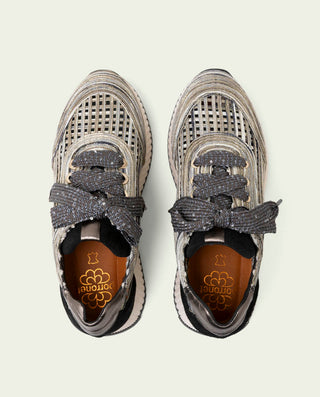 CHAUSSURES DE SPORT EN CUIR ET TISSU INÉS NOIR