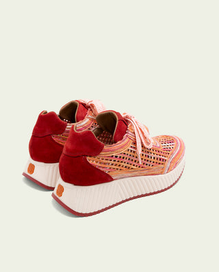 CHAUSSURES DE SPORT EN CUIR ET TISSU INÉS ROUGE