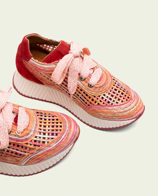 CHAUSSURES DE SPORT EN CUIR ET TISSU INÉS ROUGE