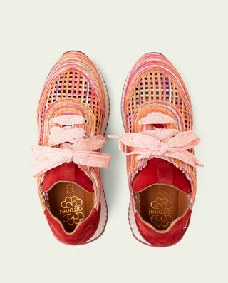 CHAUSSURES DE SPORT EN CUIR ET TISSU INÉS ROUGE