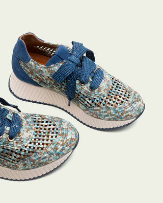 CHAUSSURES DE SPORT EN CUIR ET TISSU INÉS BLEU