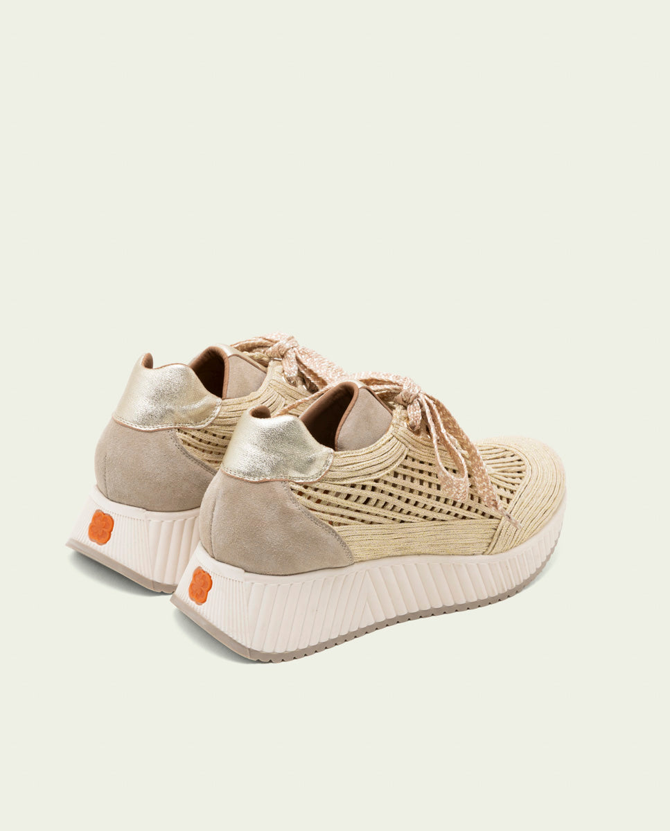 CHAUSSURES DE SPORT EN CUIR ET TISSU INÉS ARENA OR