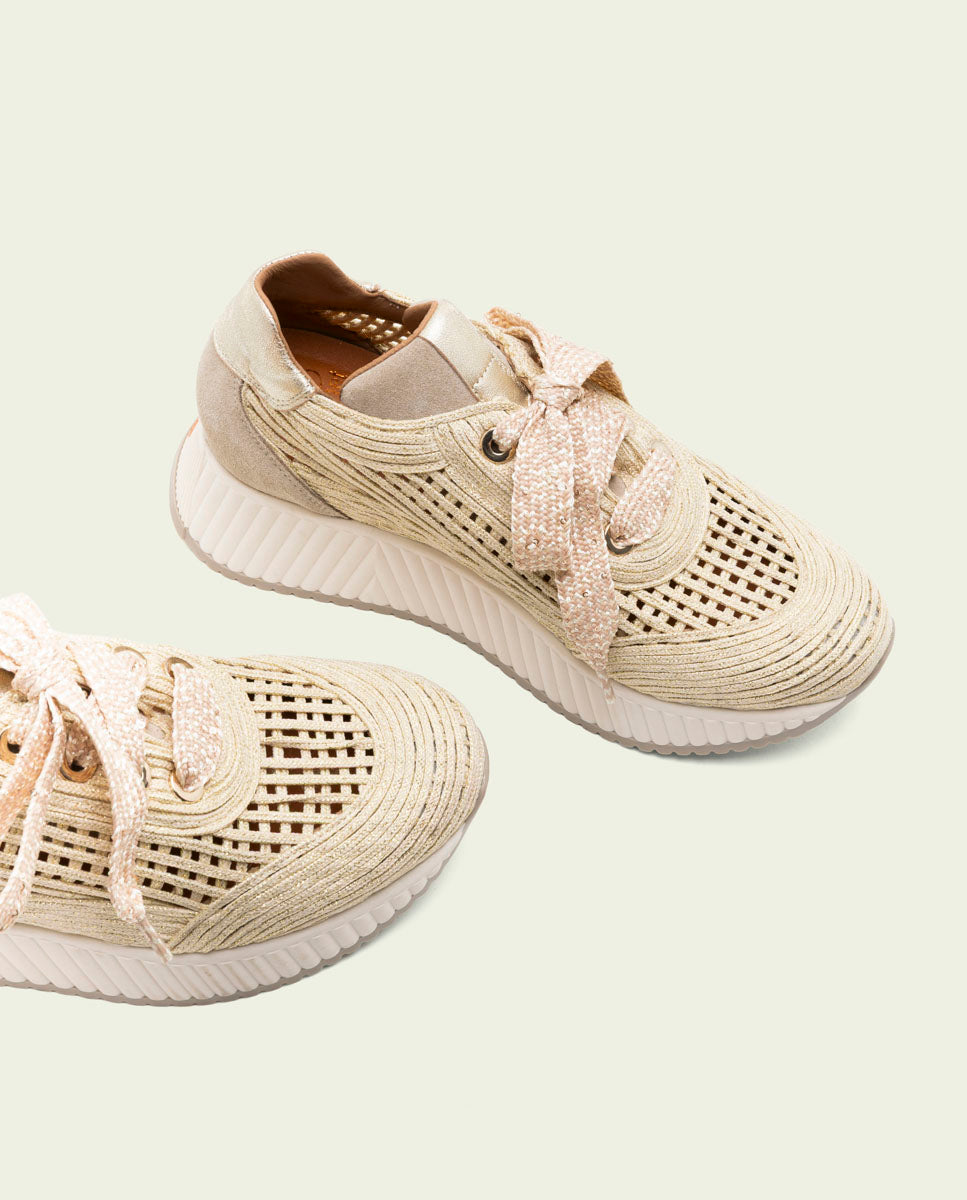 CHAUSSURES DE SPORT EN CUIR ET TISSU INÉS ARENA OR