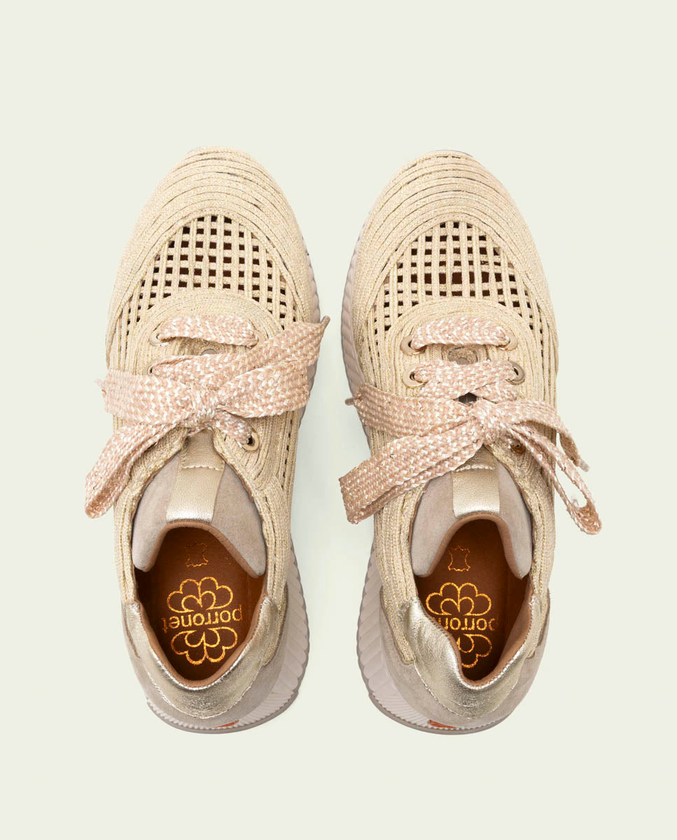 CHAUSSURES DE SPORT EN CUIR ET TISSU INÉS ARENA OR