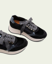 BASKETS PLATES EN CUIR ET VELOURS ZOE NOIR