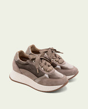 BASKETS PLATES EN CUIR ET VELOURS ZOE TAUPE