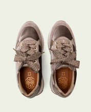 BASKETS PLATES EN CUIR ET VELOURS ZOE TAUPE
