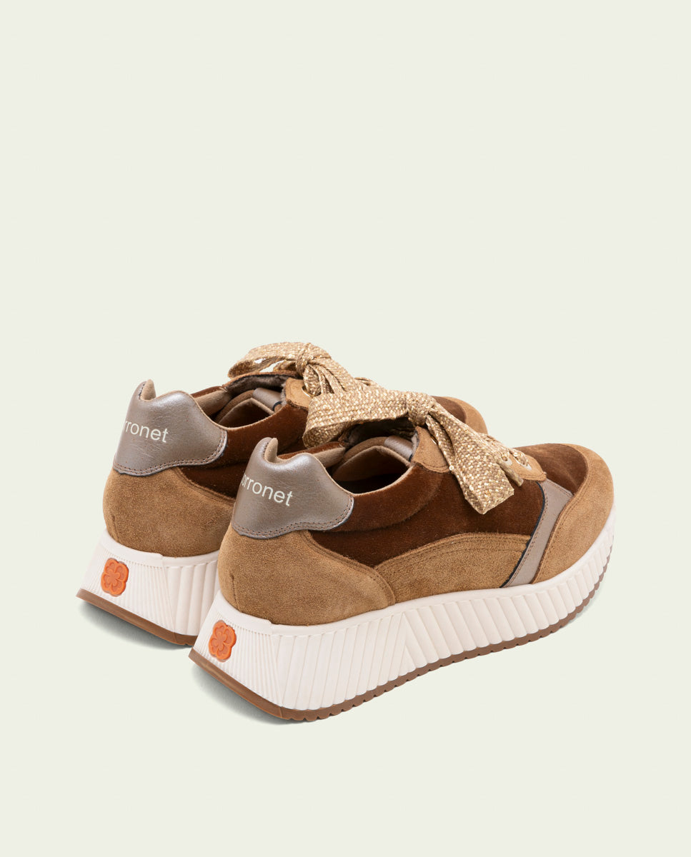 BASKETS PLATES EN CUIR ET VELOURS ZOE CUIR