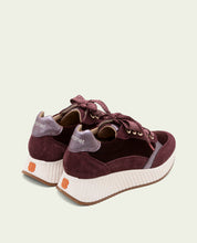 BASKETS PLATES EN CUIR ET VELOURS ZOE BORDEAUX