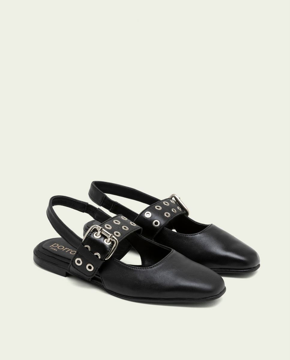 BALLERINES PLATES EN VELOURS VANESA NOIR