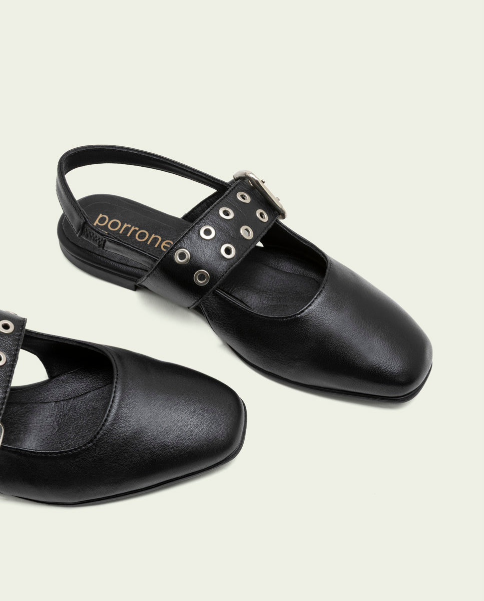 BALLERINES PLATES EN VELOURS VANESA NOIR