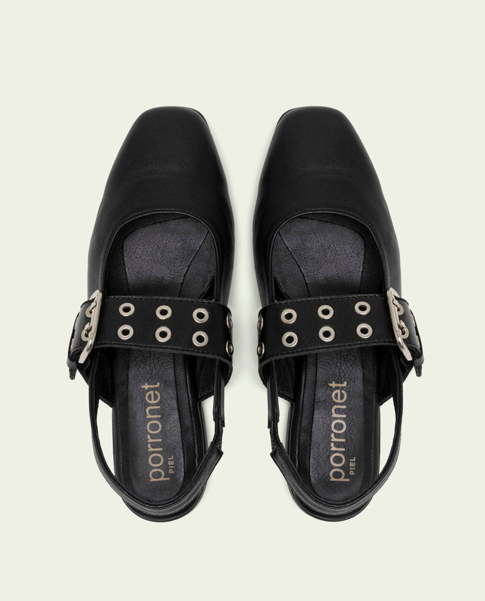 BALLERINES PLATES EN VELOURS VANESA NOIR