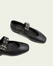 Ballerines plates en cuir Vilma noir