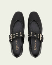 Ballerines plates en cuir Vilma noir