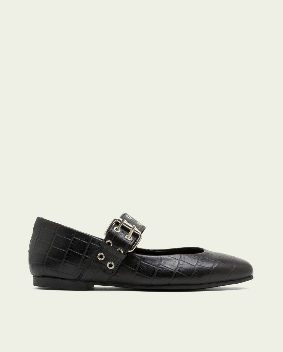 BALLERINES PLATES EN CUIR VEGA NOIR