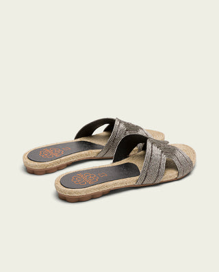 SANDALE PLATE EN CUIR DE JUTE EN PLOMB CAROLINA