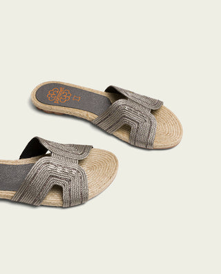 SANDALE PLATE EN CUIR DE JUTE EN PLOMB CAROLINA