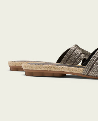 SANDALE PLATE EN CUIR DE JUTE EN PLOMB CAROLINA