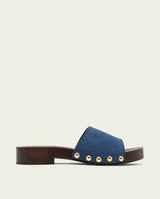 SANDALES EN CUIR À TALONS VALERIA BLEU