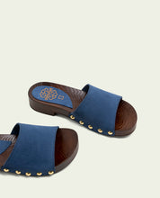 SANDALES EN CUIR À TALONS VALERIA BLEU