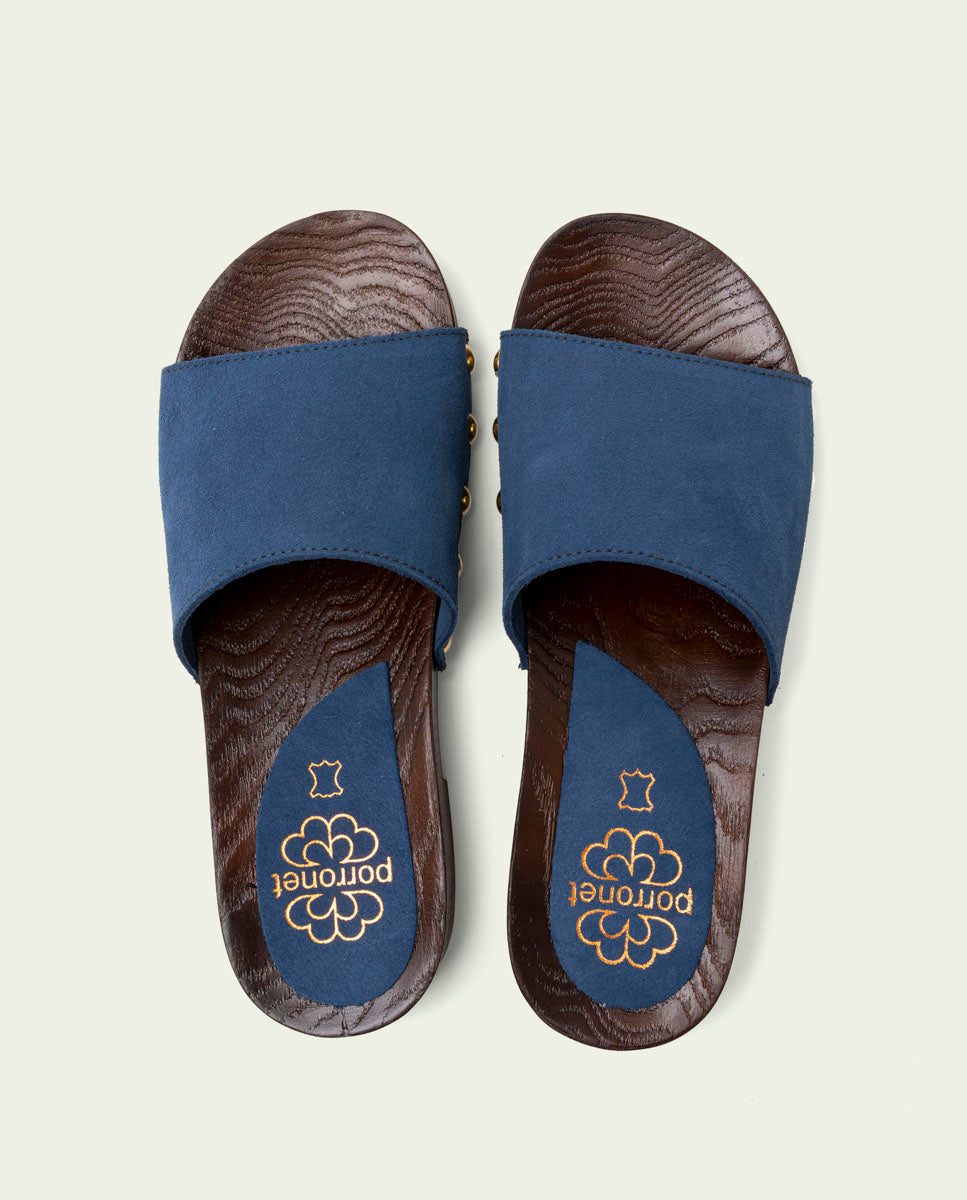 SANDALES EN CUIR À TALONS VALERIA BLEU